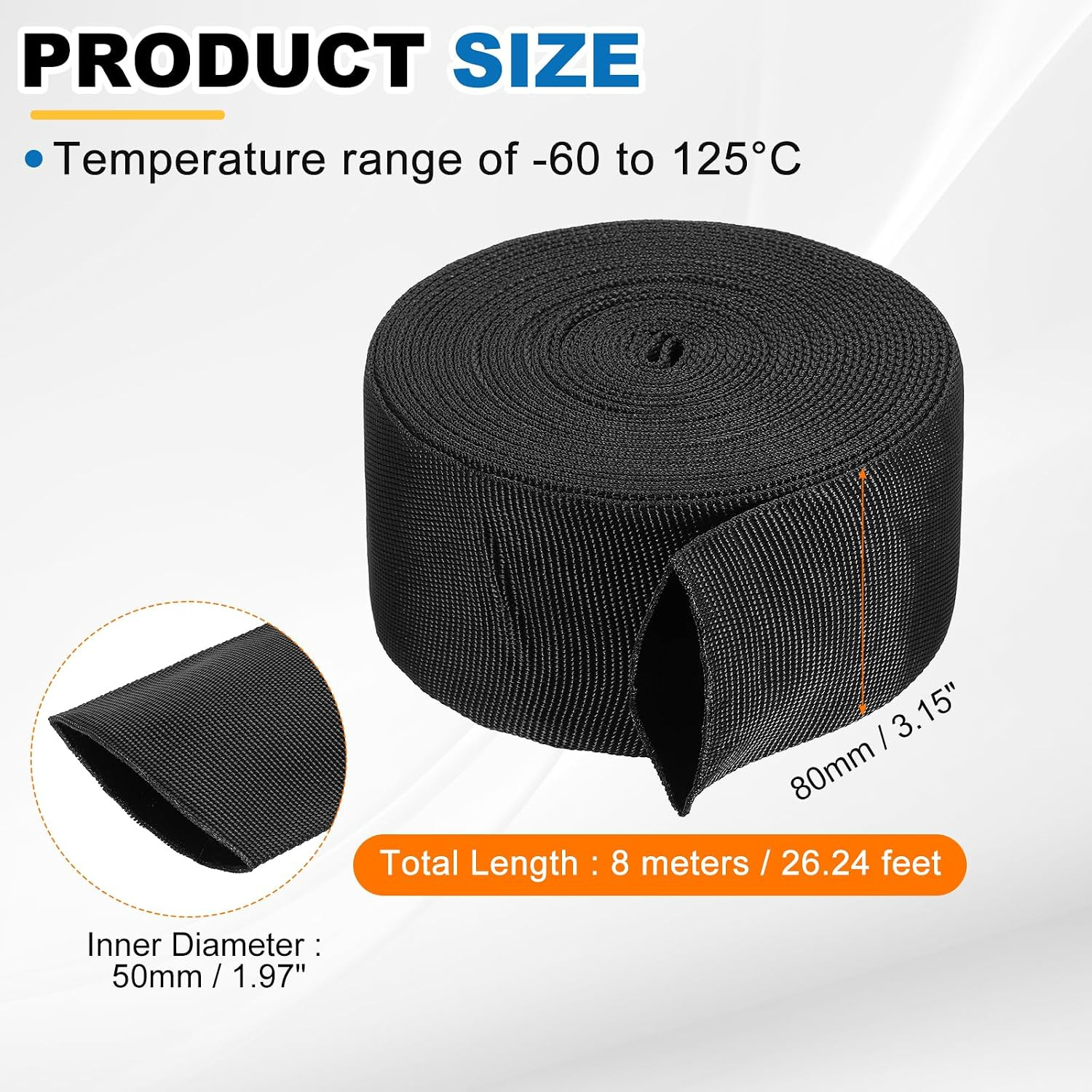 Nylon Protective Hose Sleeve 2″ ID 26FT Cable Cover Sheath Hydraulic Hose Protec