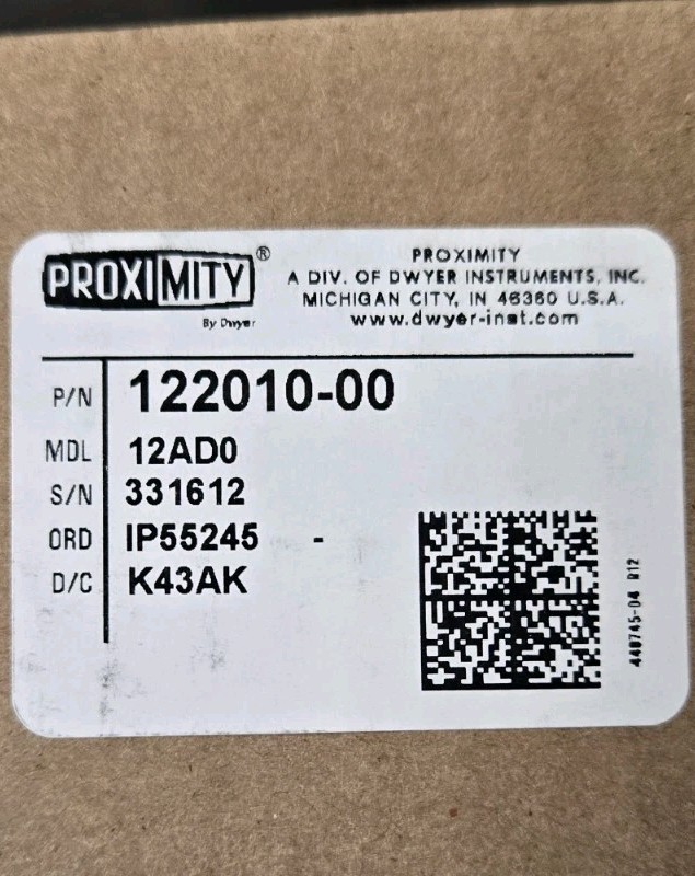 DWYER 12AD0 / 12AD0 Brand New Prox Switch. Factory New Illinois Stock