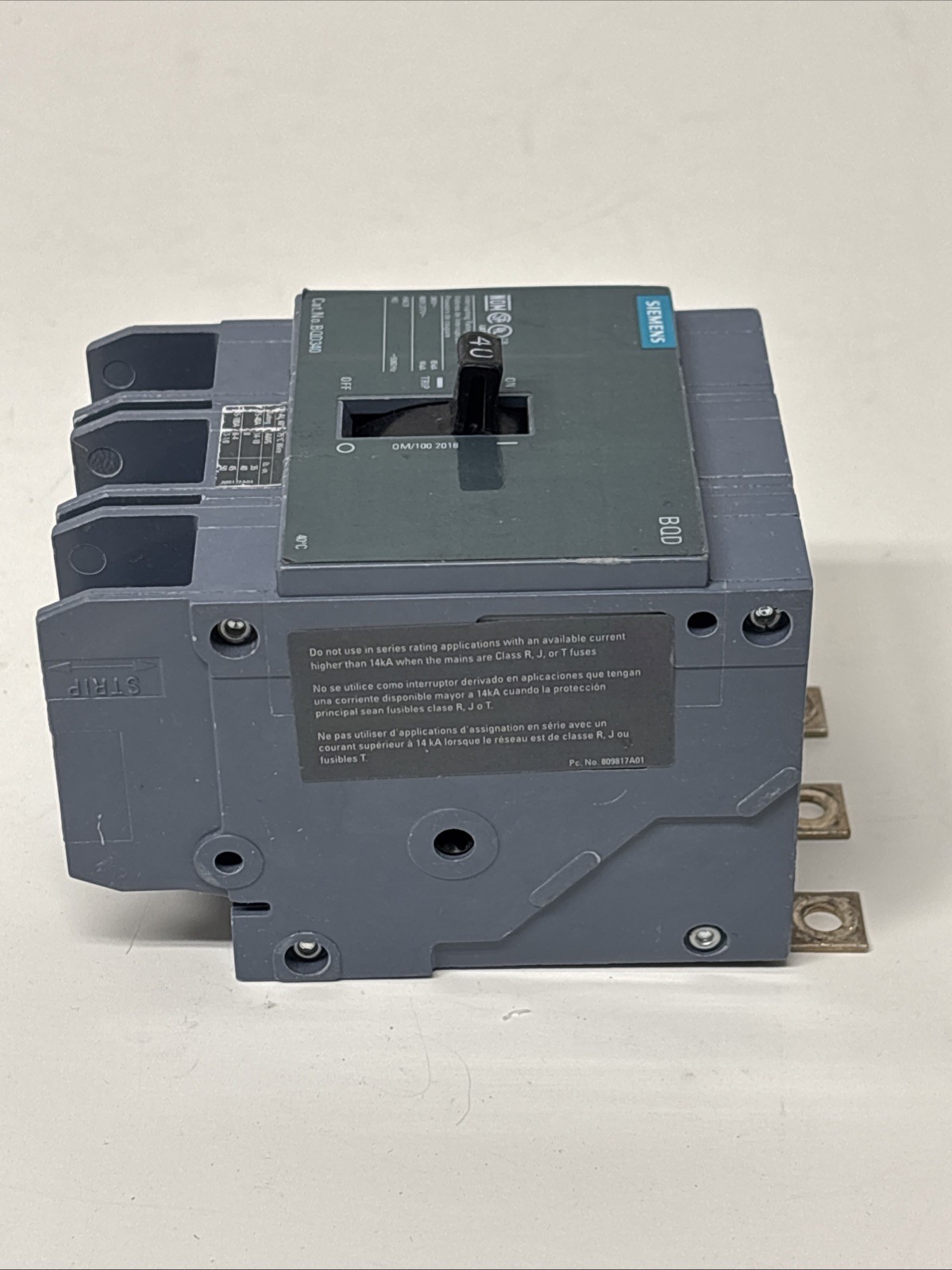 Siemens BQD340 3-Pole 40 Amp, 480V Circuit Breaker 40A BQD