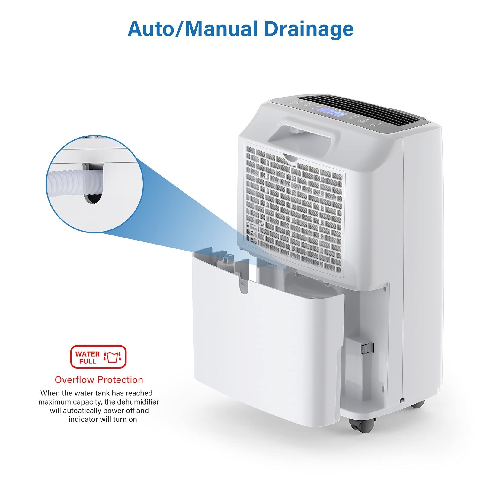 Yaufey 2500 Sq. Ft. Dehumidifier for Home and Basements with Auto or Manual D…