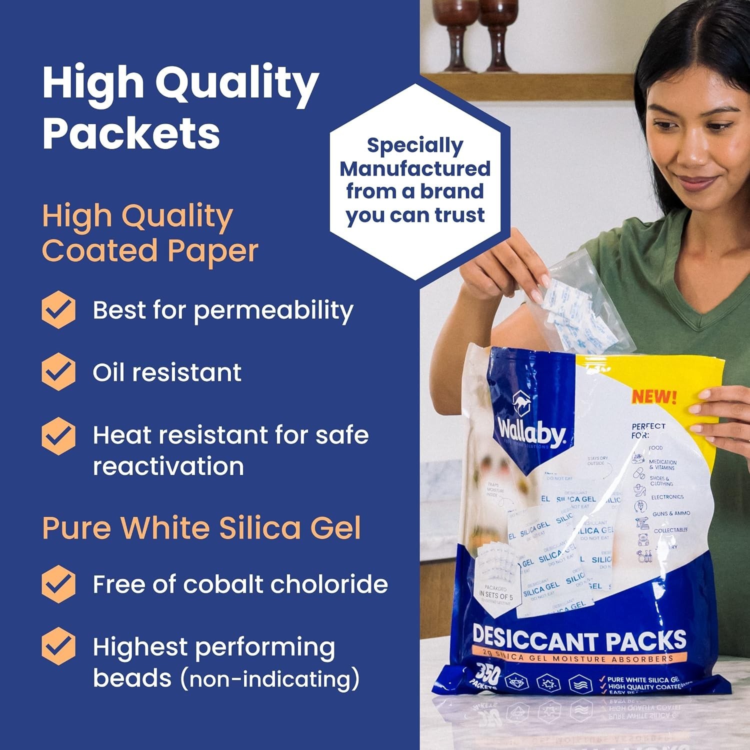 2g Silica Gel Desiccant Packs 500 Count Food Safe Moisture Absorber | White