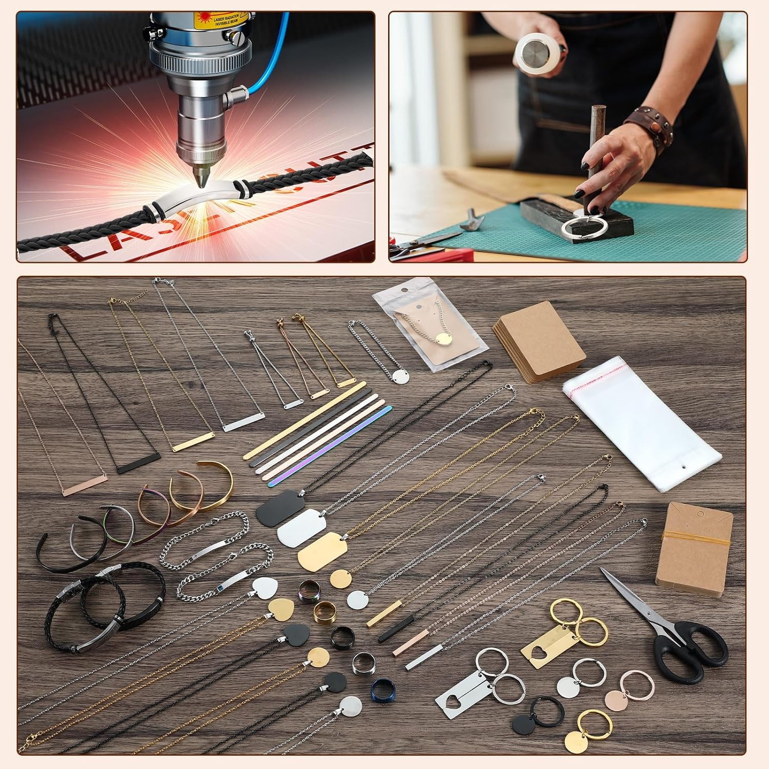 99 Pcs Laser Engraving Materials Bulk Include 46 Jewelry Making Engraving Acc…