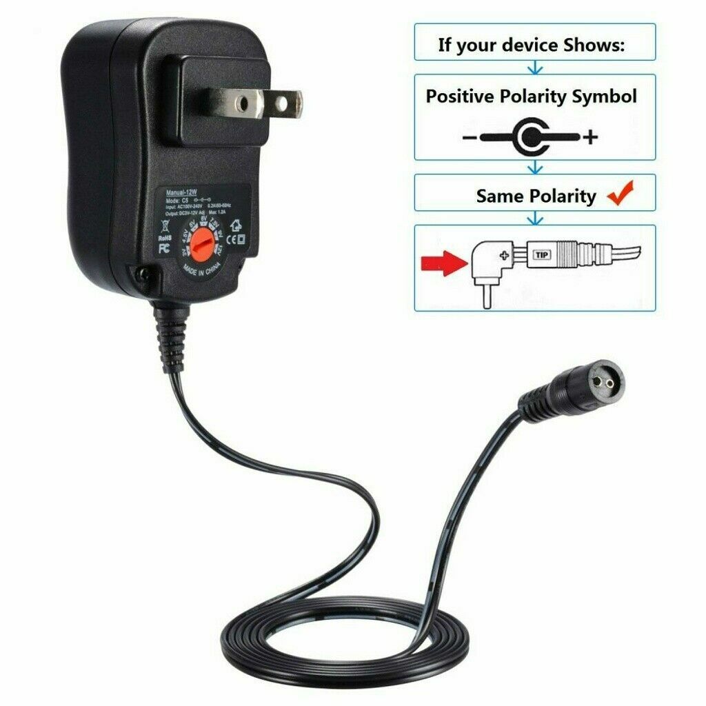 12W Universal Adjustable AC/DC Power Adapter 6V 9V 12V Power Supply Plug Charger
