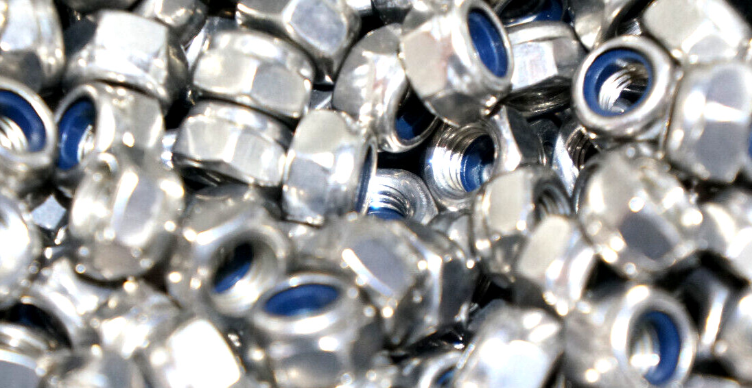 250pcs #10-32 304 Stainless Steel Nylon Insert Hex Lock Nuts Nyloc Locking