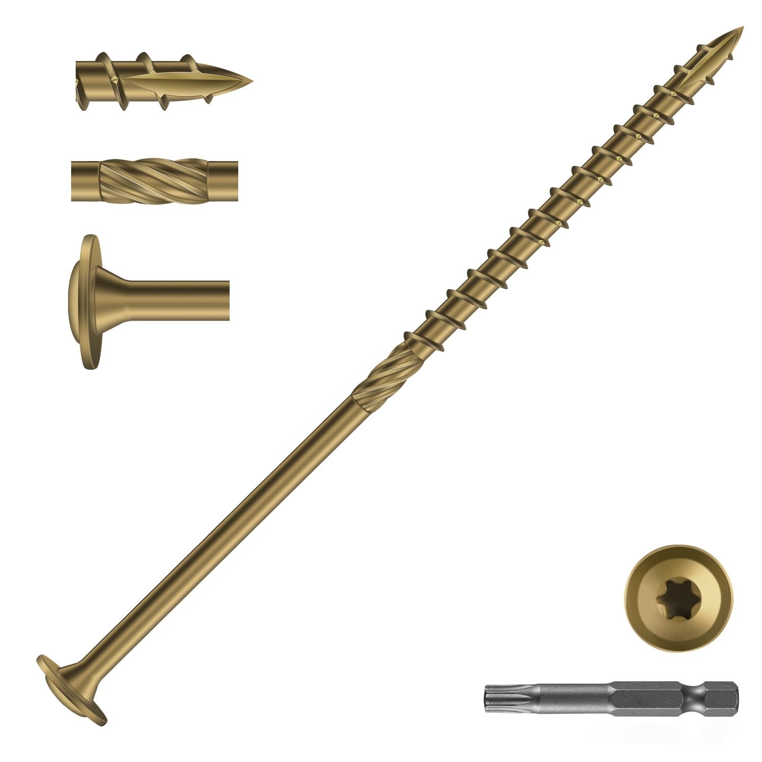 #14 X 5 Inch Lag Screws (57Pcs) 2Lb. Structural Wood Screw, Black, Carbon Steel