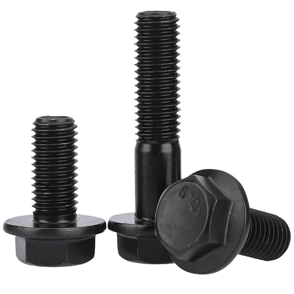 M12 – 1.25 Fine Thread Grade 10.9 Hex Head Flange Screws Frame Bolts Black Oxide