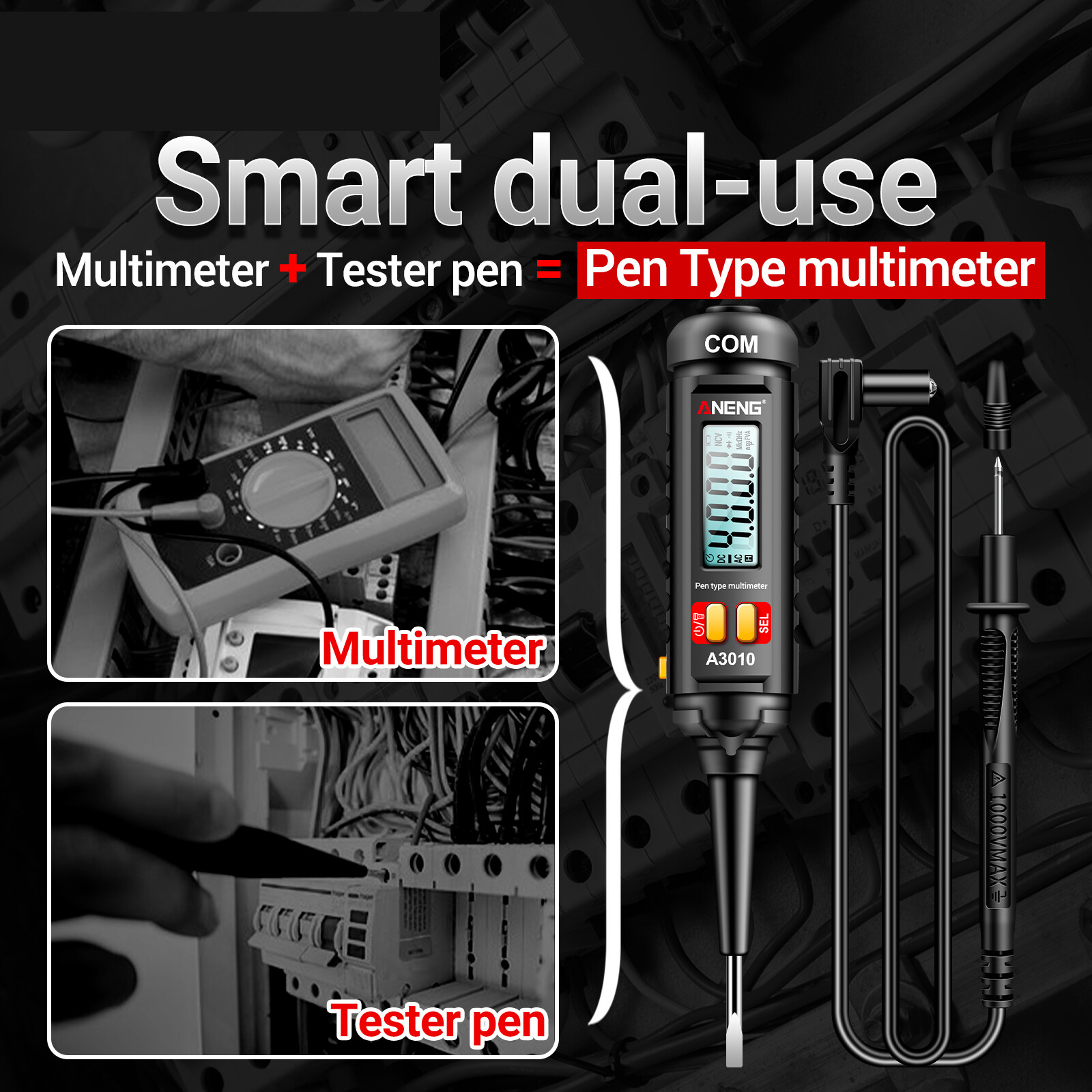 A3010 4000 Counts Pen-Type Multimeter True-RMS Backlight Multi Meter D7M4