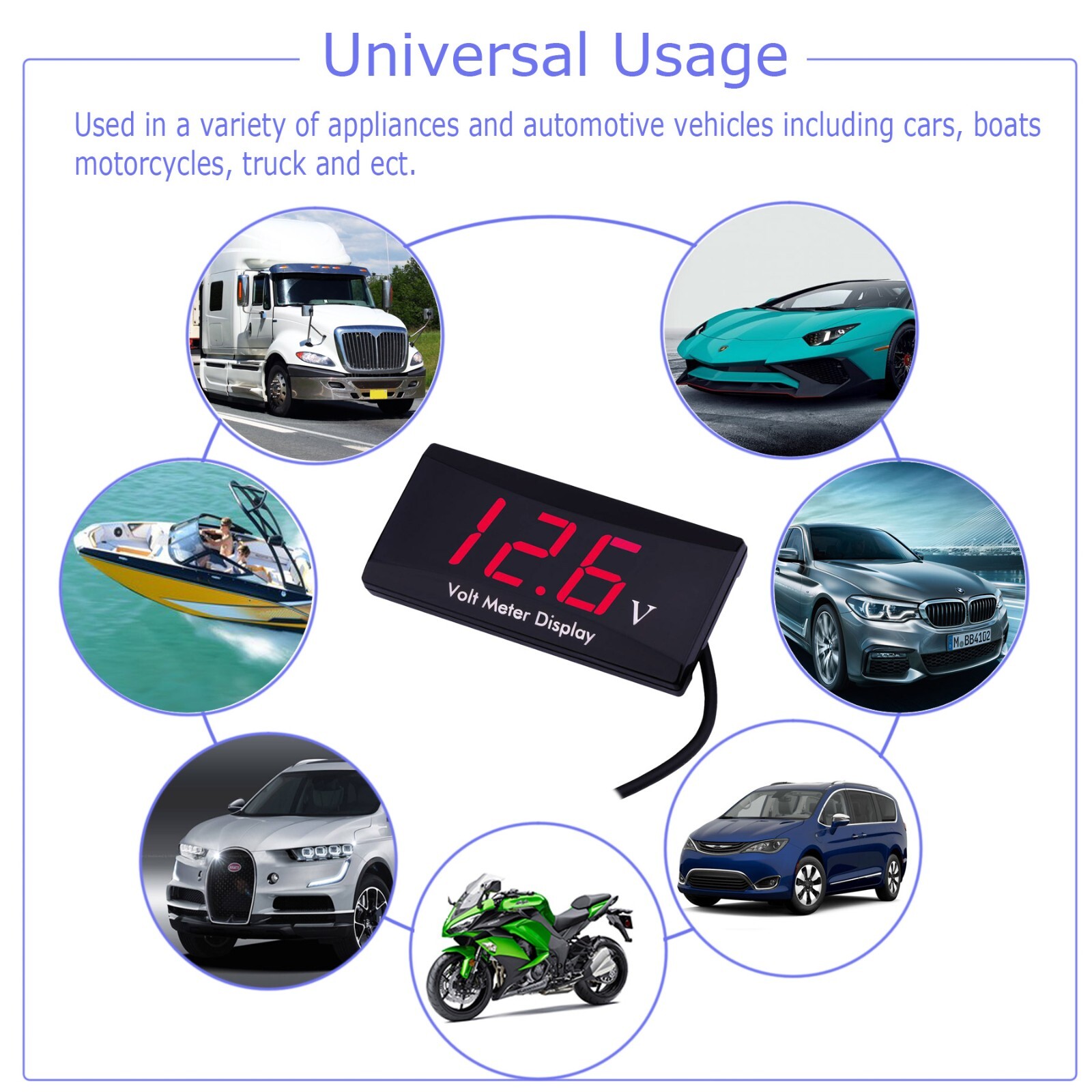 12V Digital LED Display Voltmeter Voltage Gauge Panel Meter Car Motorcycle