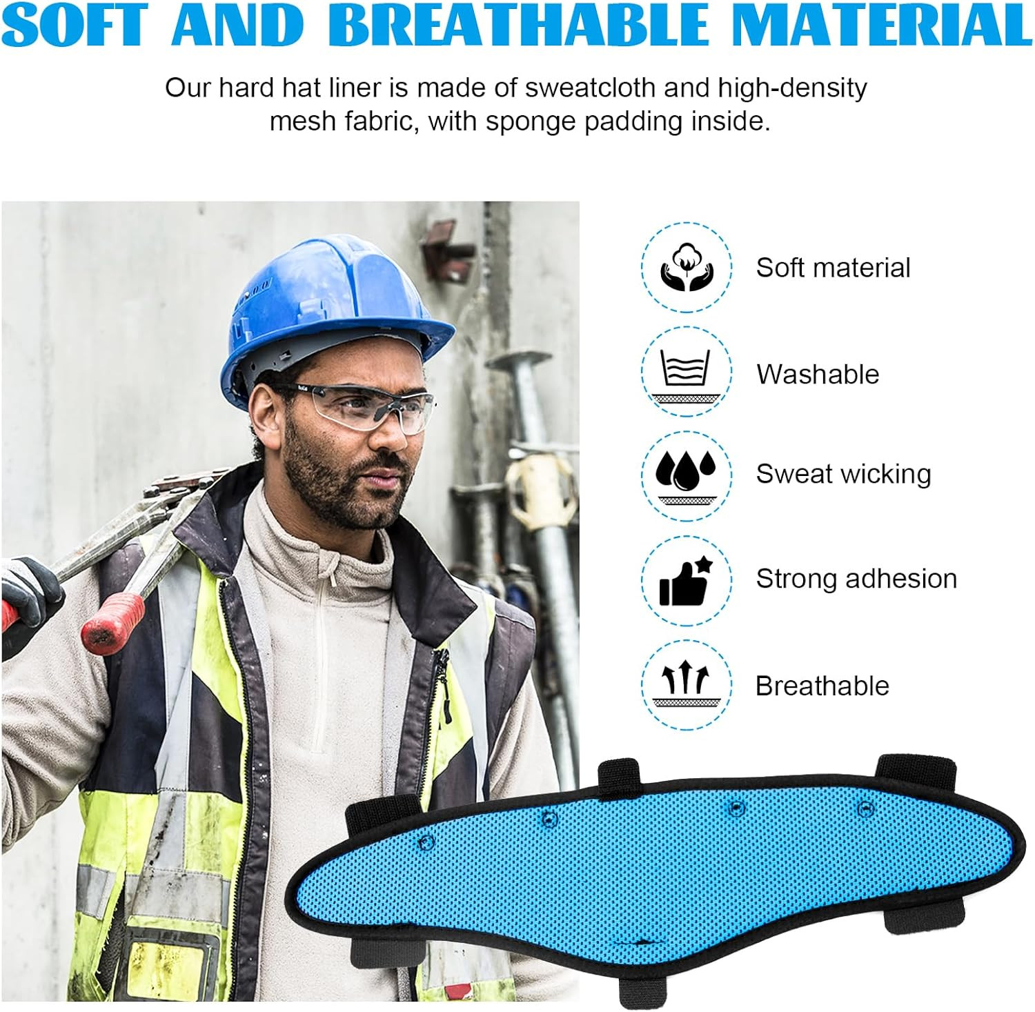 Hard Hat Sweatbands, Reusable Hard Hat Cooling Liner Replacement for Most