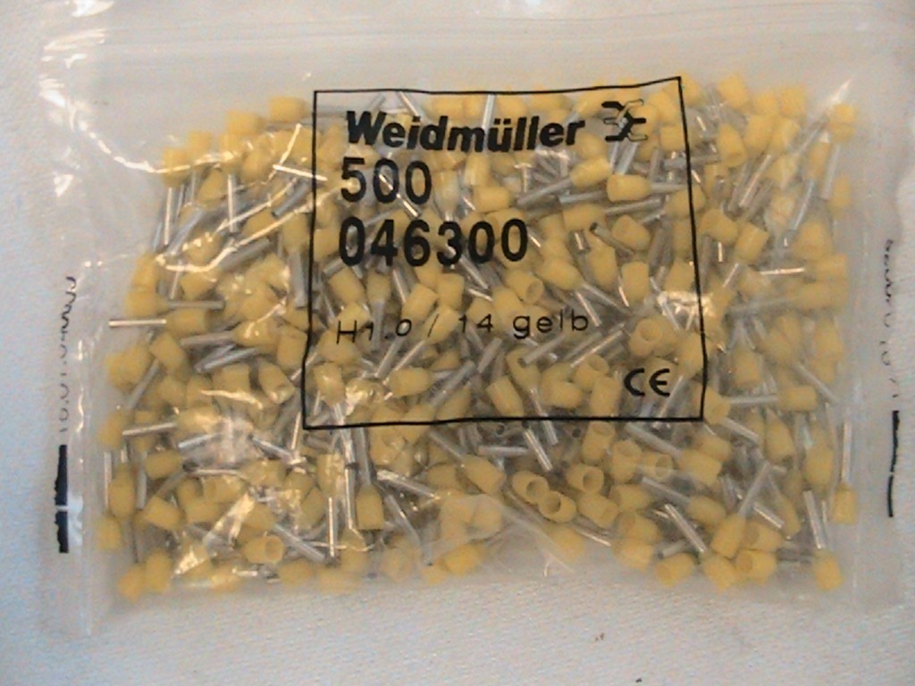 389 WEIDMULLER INSUALTED WIRE END FERRULE 046300 H1,0/14GELB
