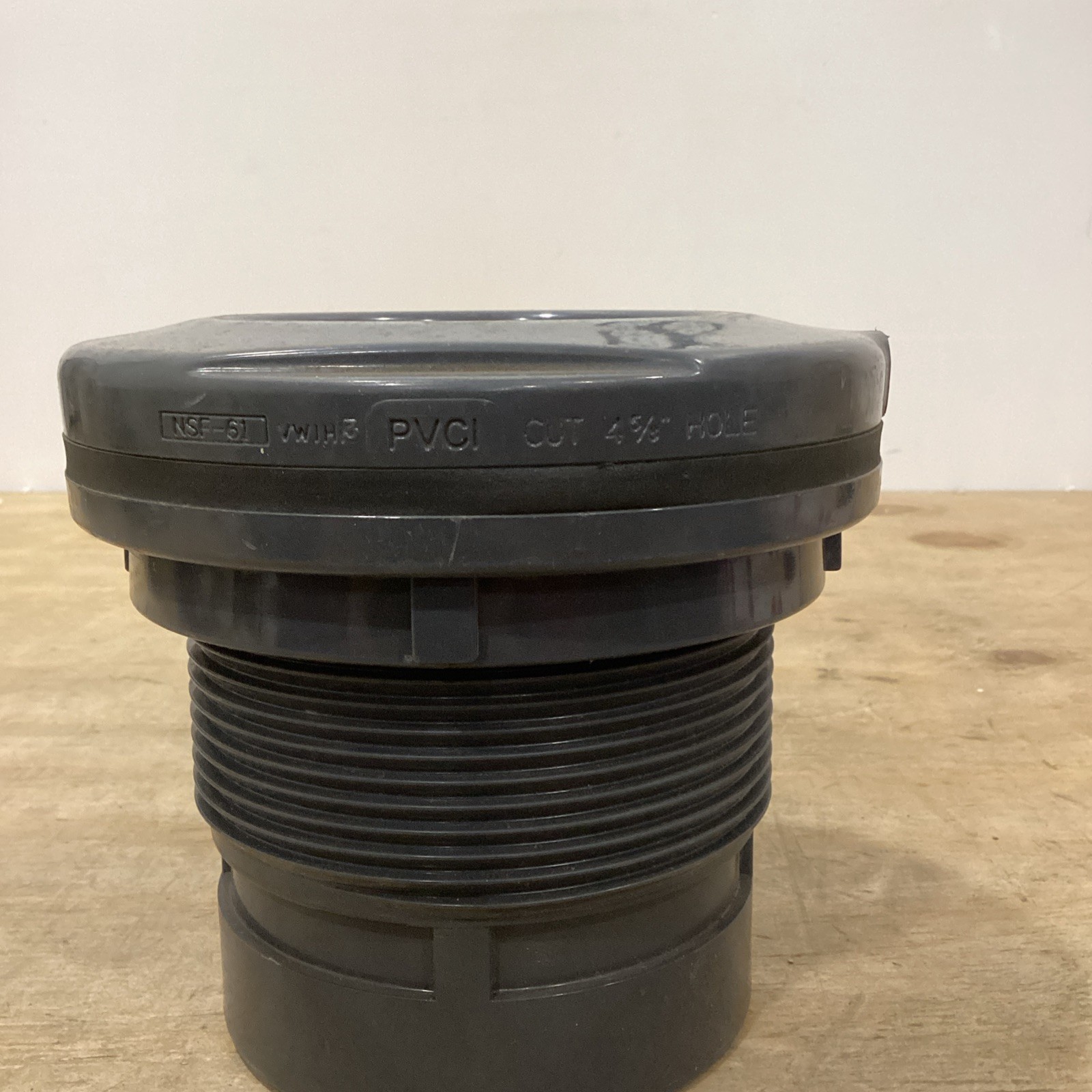 Spears 3″ PVC Bulkhead Tank Adapter Fitting SCH 80 NSF-61 4-5/8″ Hole Gray