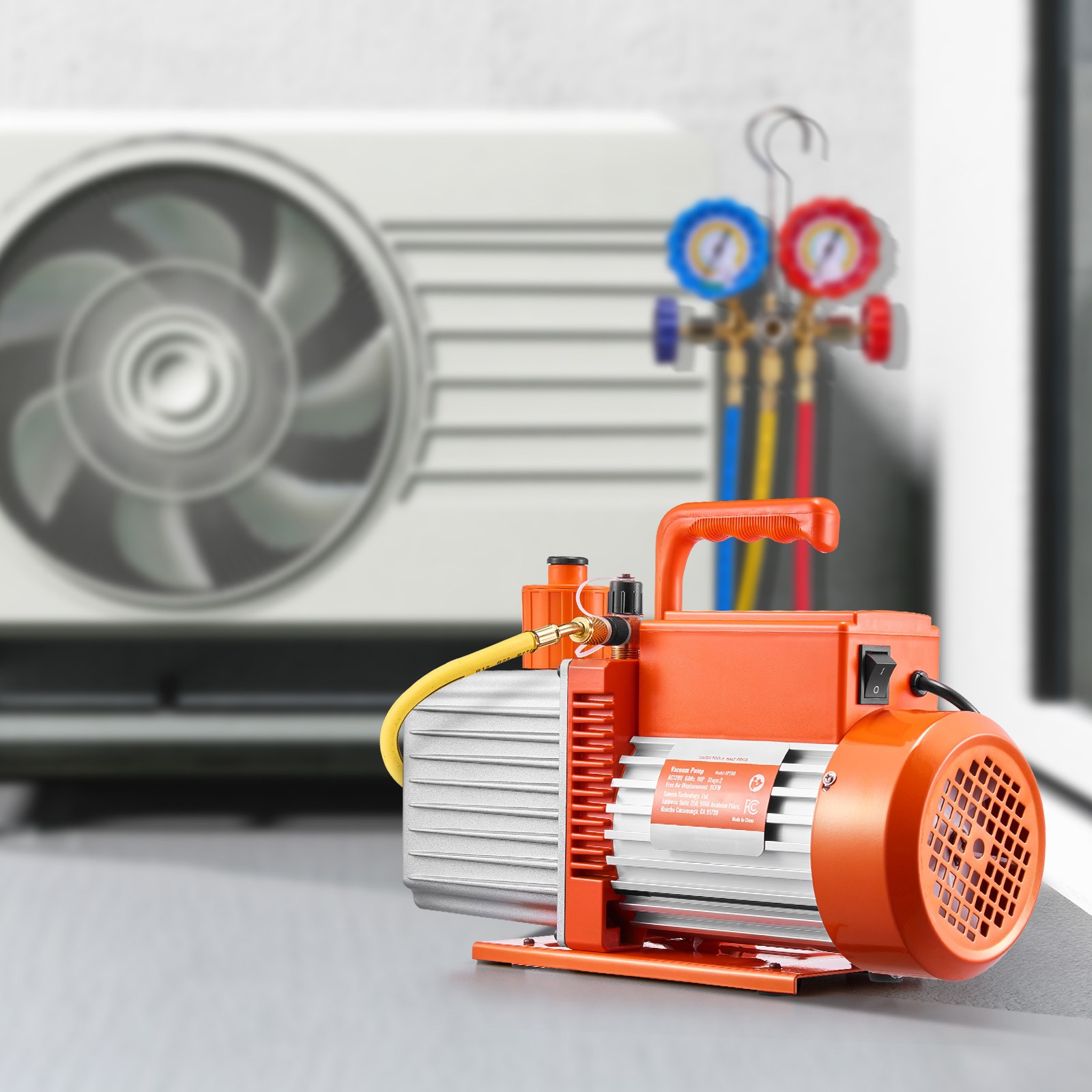 Uimoso 9 CFM 2-Stage Rotary Vane Vacuum Pump with Oil for HVAC Systems