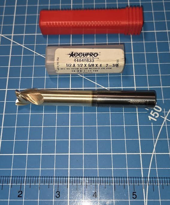 AccuPro 1/2″ x 1/2″ x 5/8″ x 4″ Solid Carbide End Mill 3 Flute ZRN 44840833