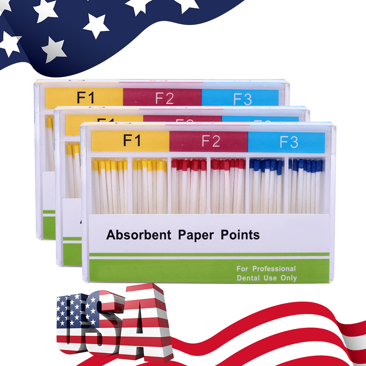 AZDENT Dental Endo Gutta Percha Point/Root Canal Absorbent Paper Points F1 F2 F3