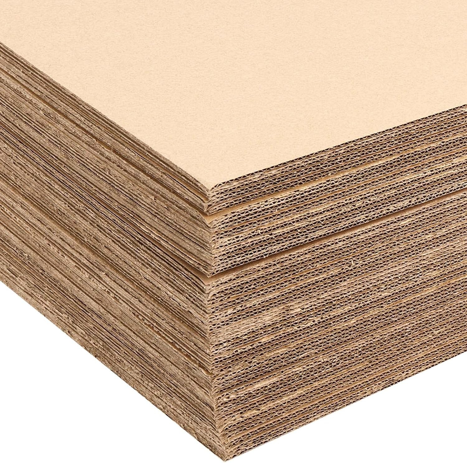 200 Pack Brown Corrugated Cardboard Sheets – Flat, Durable, Multi-Use for Cra…