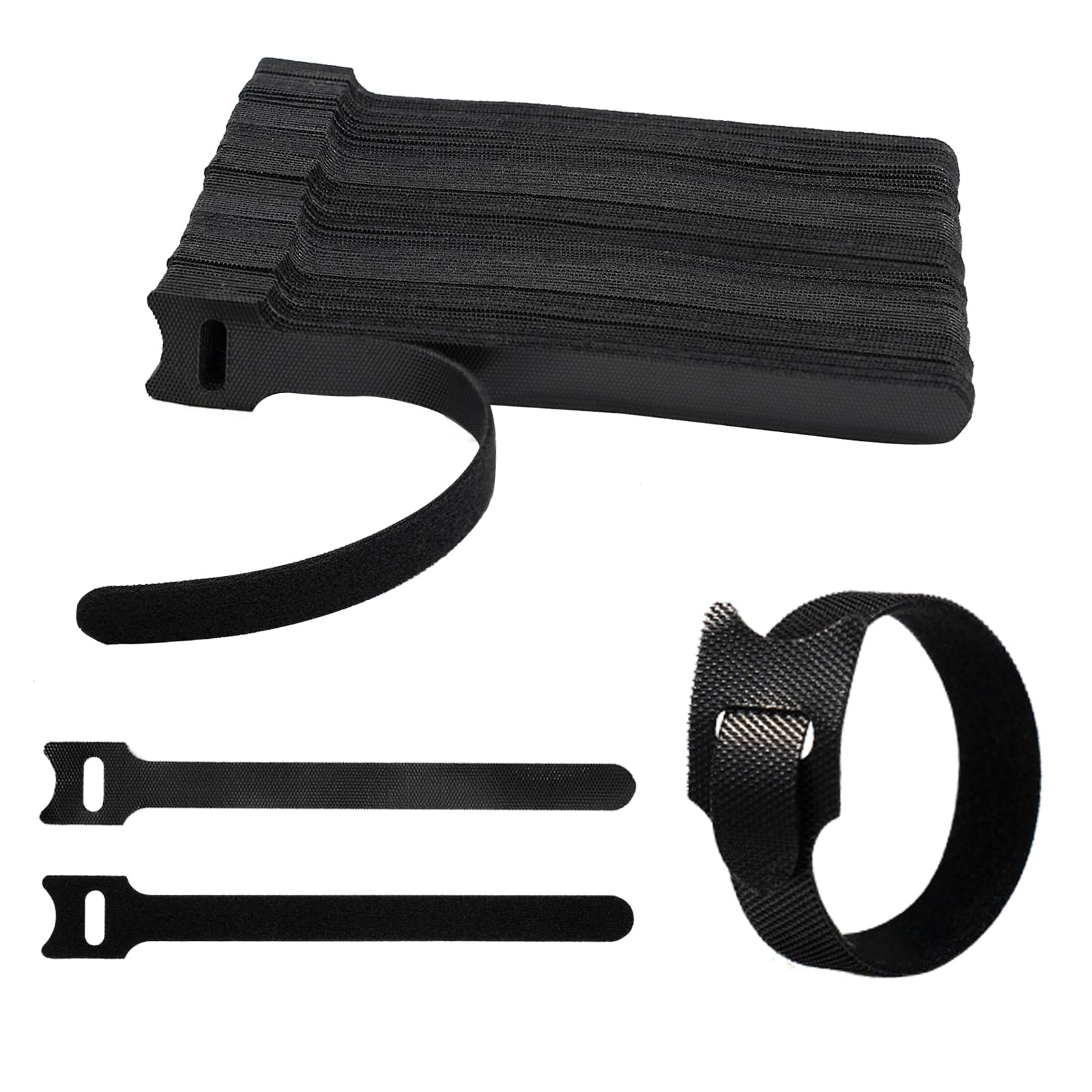 60 PCS Reusable Cable Ties (6 Inch) – Adjustable Hook and Loop Cord Straps, W…