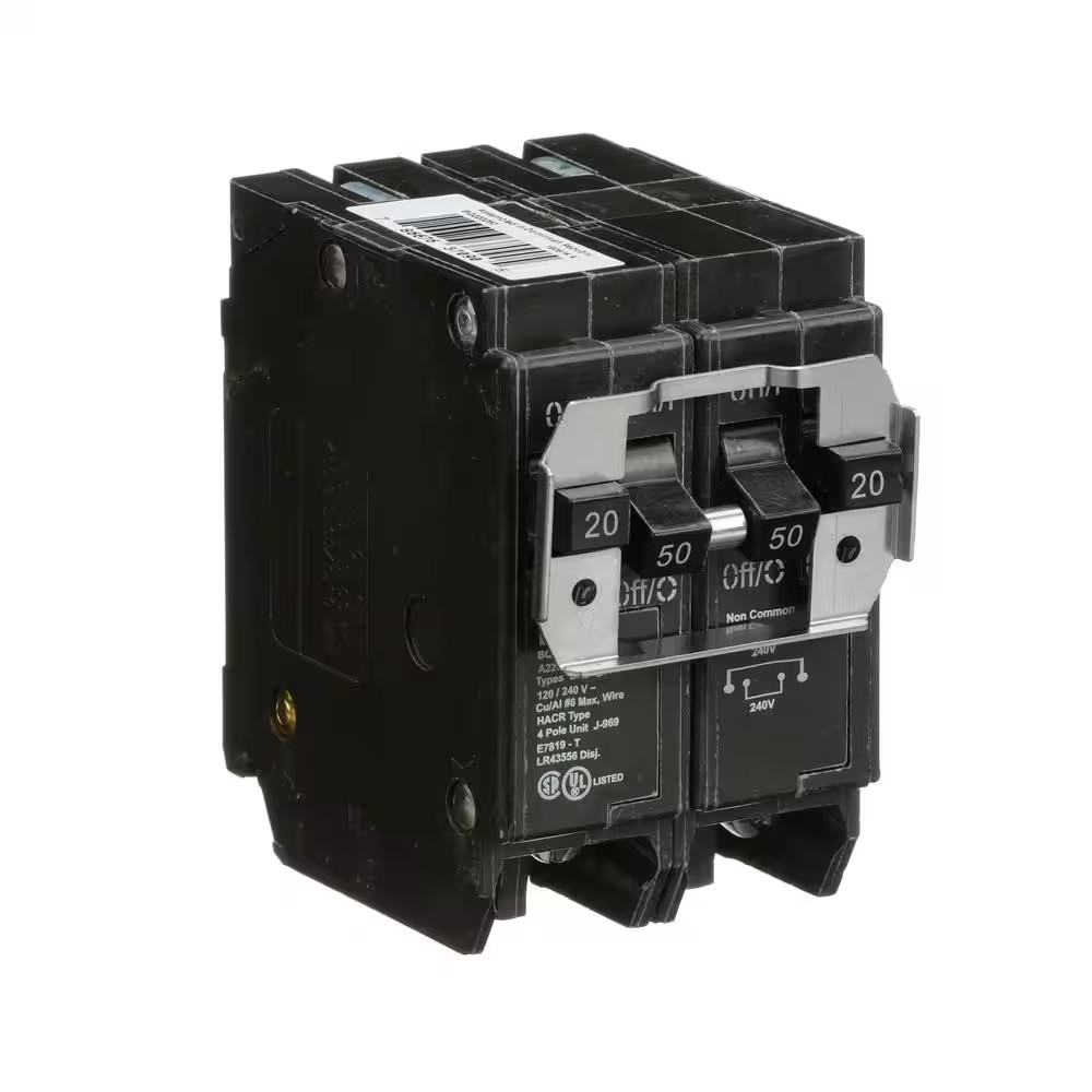BR 1-20 Amp 2 Pole and 1-50 Amp 2 Pole BQ (Independent Trip) Quad Circuit Breake
