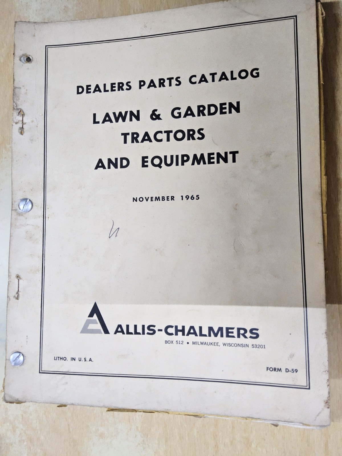 Allis-Chalmers Parts Catalog for Lawn & Garden Tractors and Equipment. …