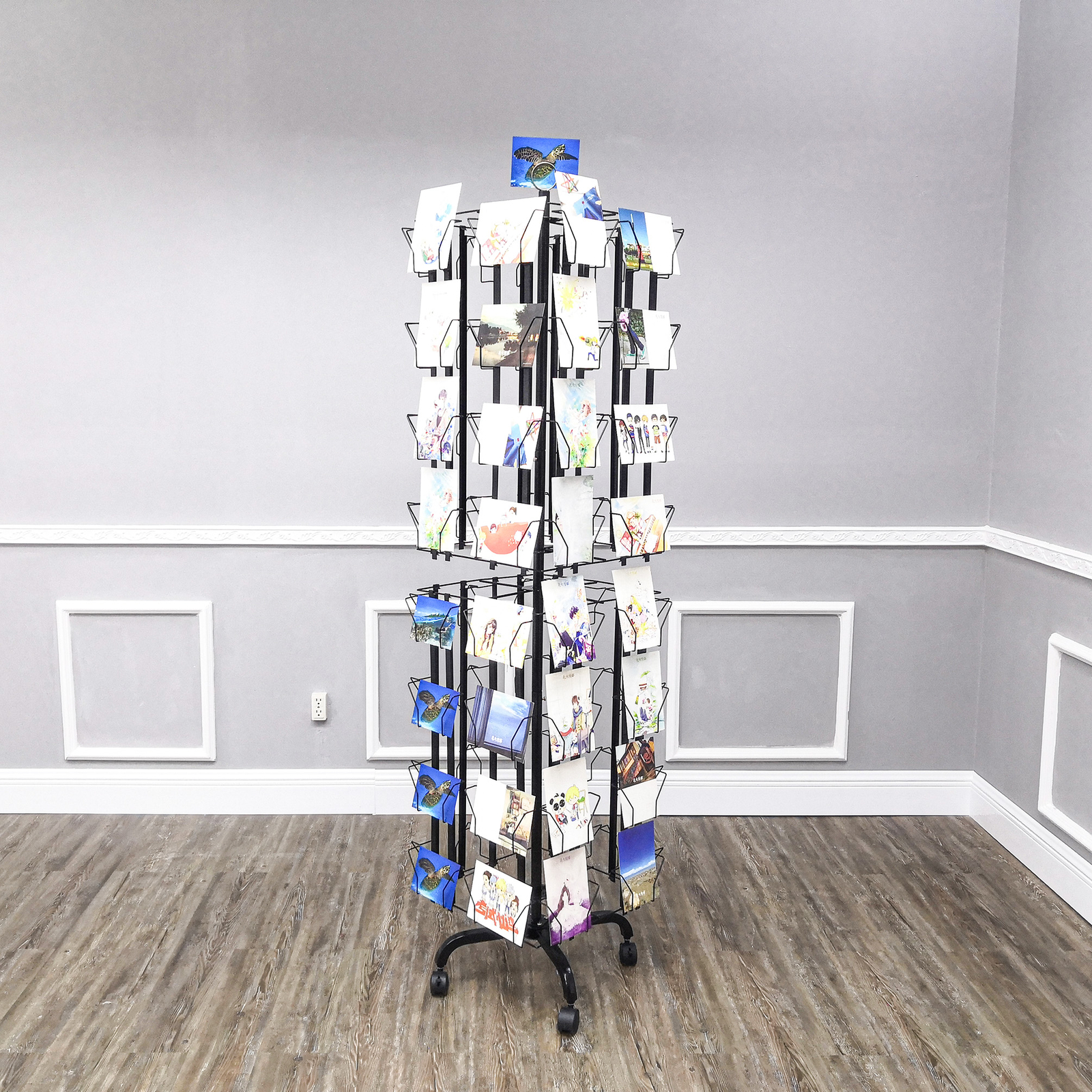 64 Adjustable Pockets Display Rack 5×7 7×5 up to 11″W X 8″T Cards 1.2″ D Pockets