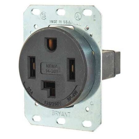 Bryant 9430Fr Straight Blade Receptacle, 14-30R, 30 A, 125/250V Ac, 3 Pole, 4