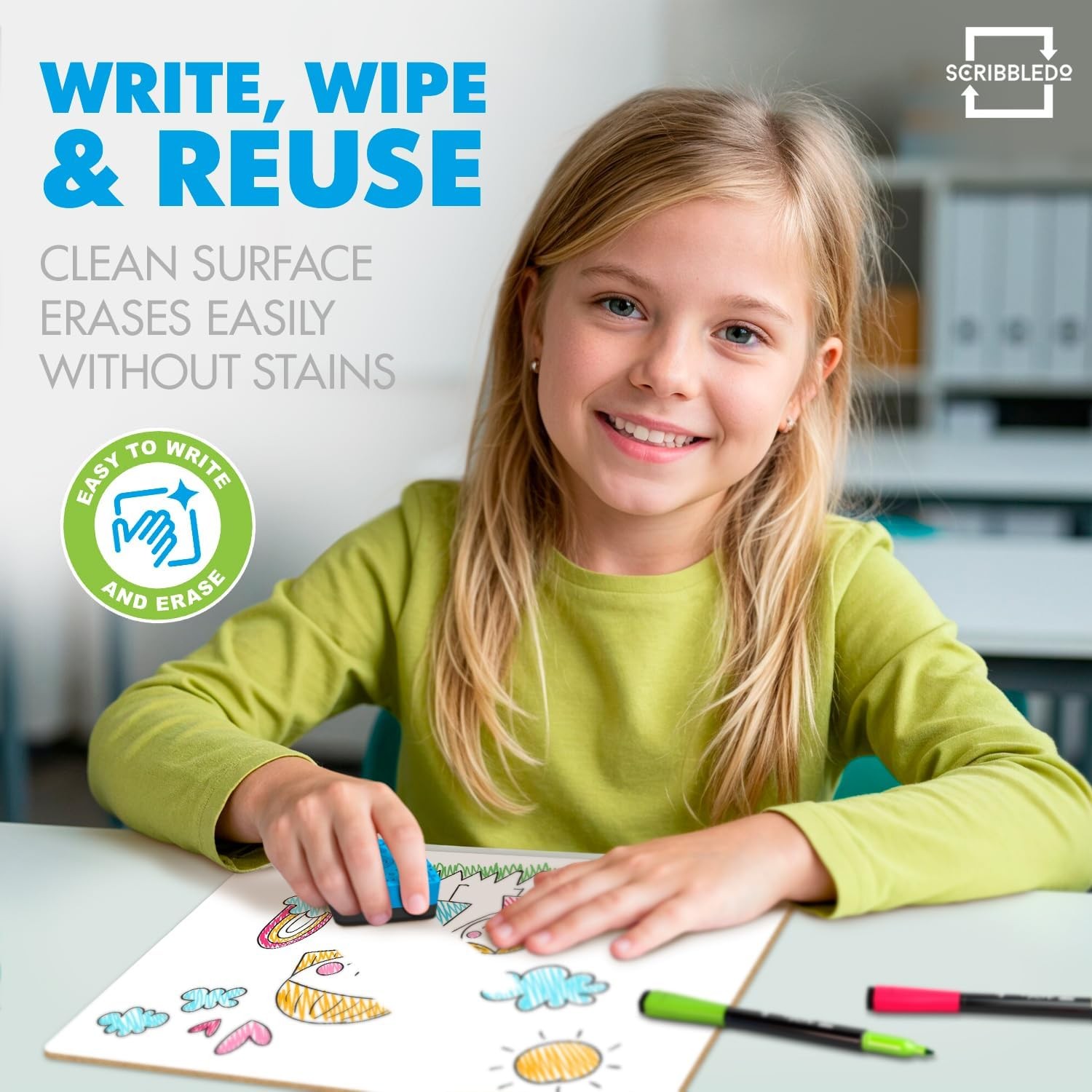 Small Dry Erase Boards for Students, 6 Pack 9 x 12 Double Sided White Boards