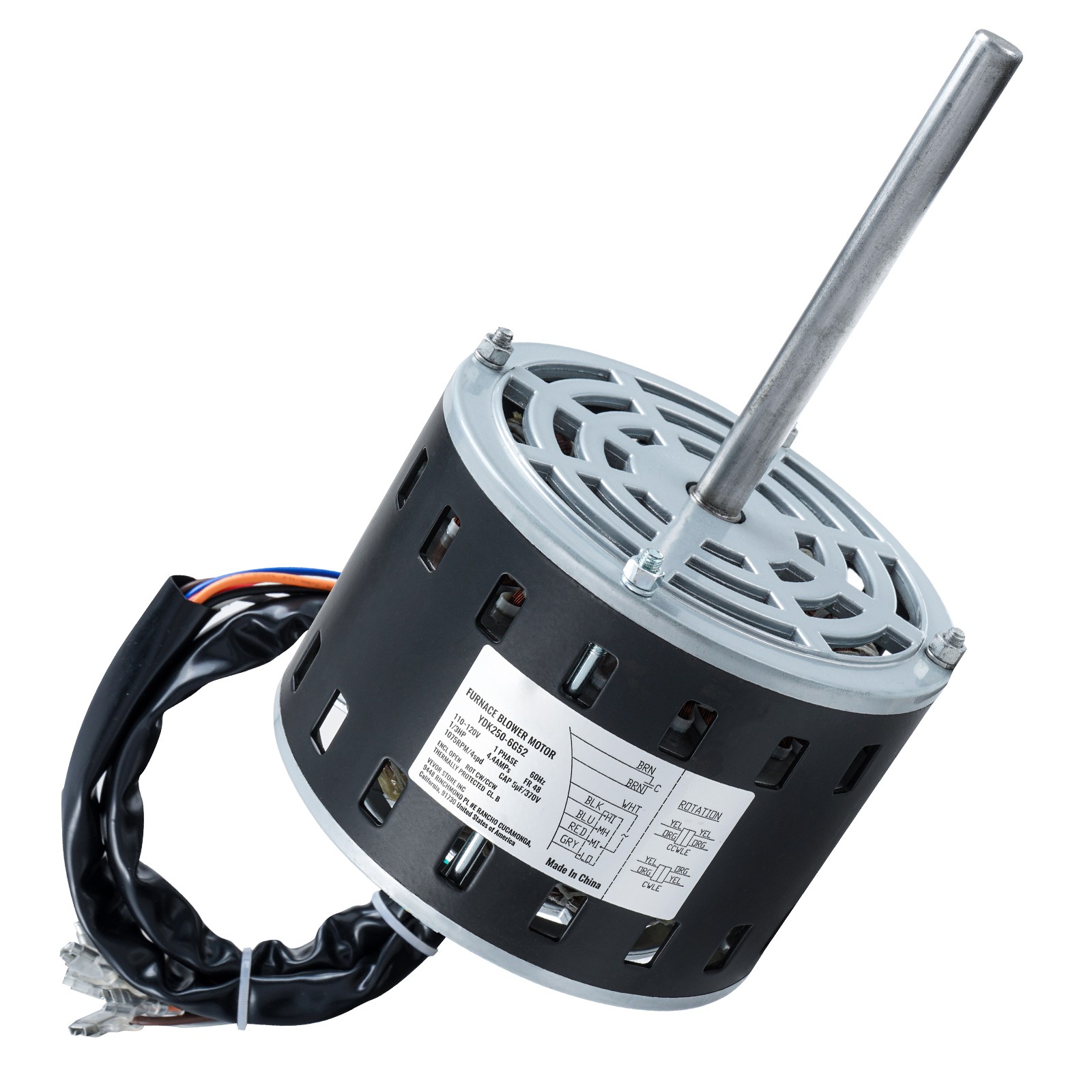 VEVOR 1/3HP Furnace Blower Motor 110-120V 4.4A 1075RPM 4 Speeds 48 Frame 1 Phase