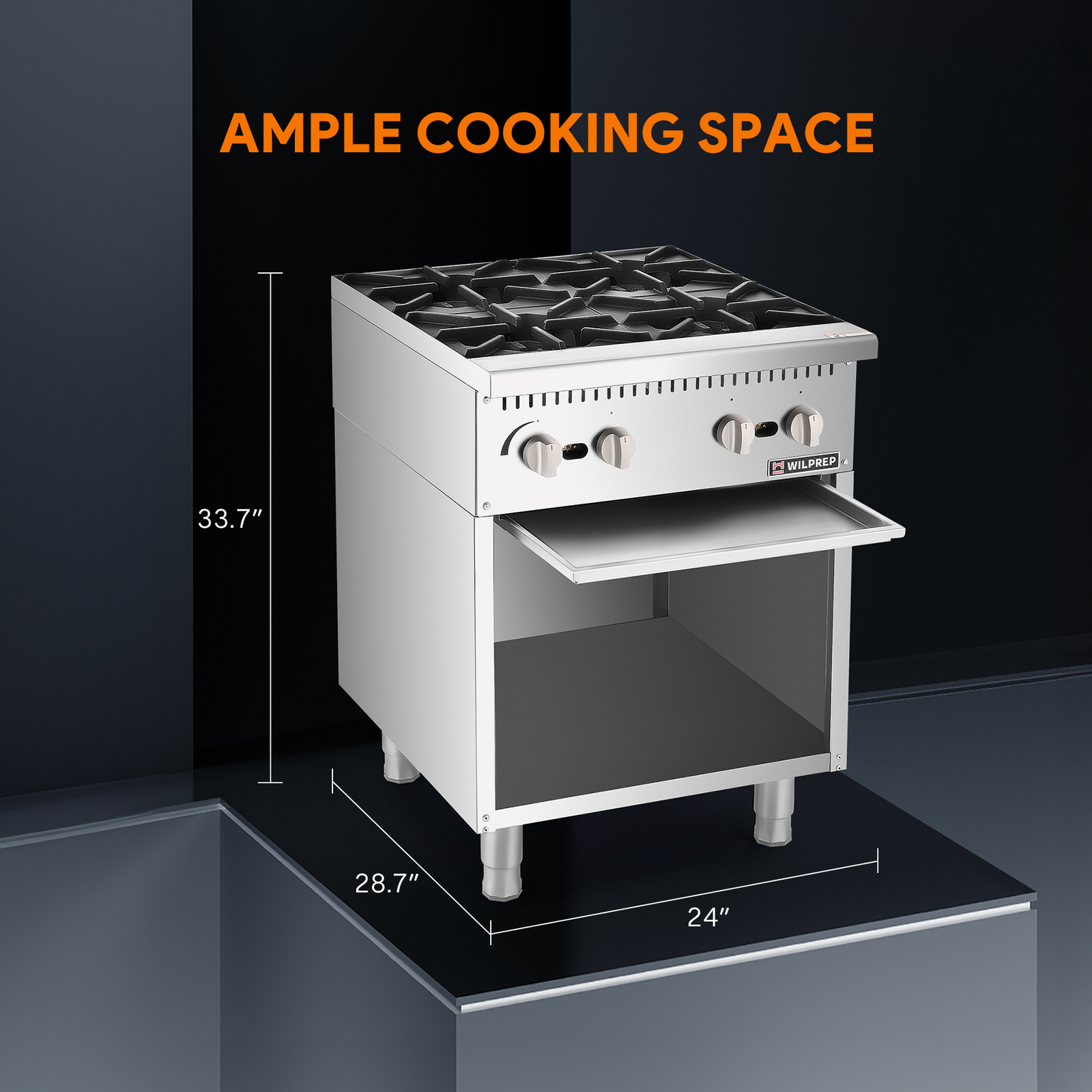 24″ Commercial Natural Gas Range 4 Burners Gas Stove Stainless Steel100000BTU