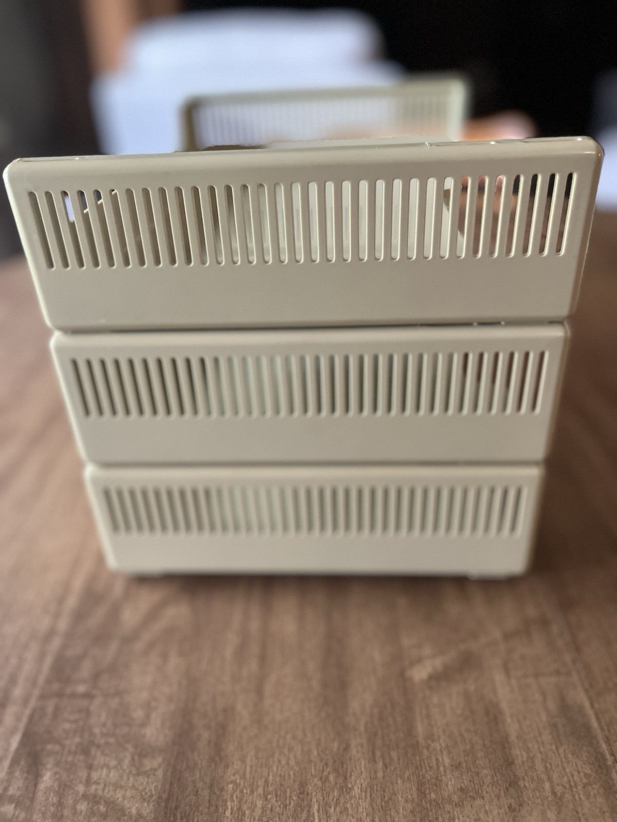 VTG 80s Tenex Stack On Desk Letter Paper Trays Tan MCM Organizer USA 3 Pieces