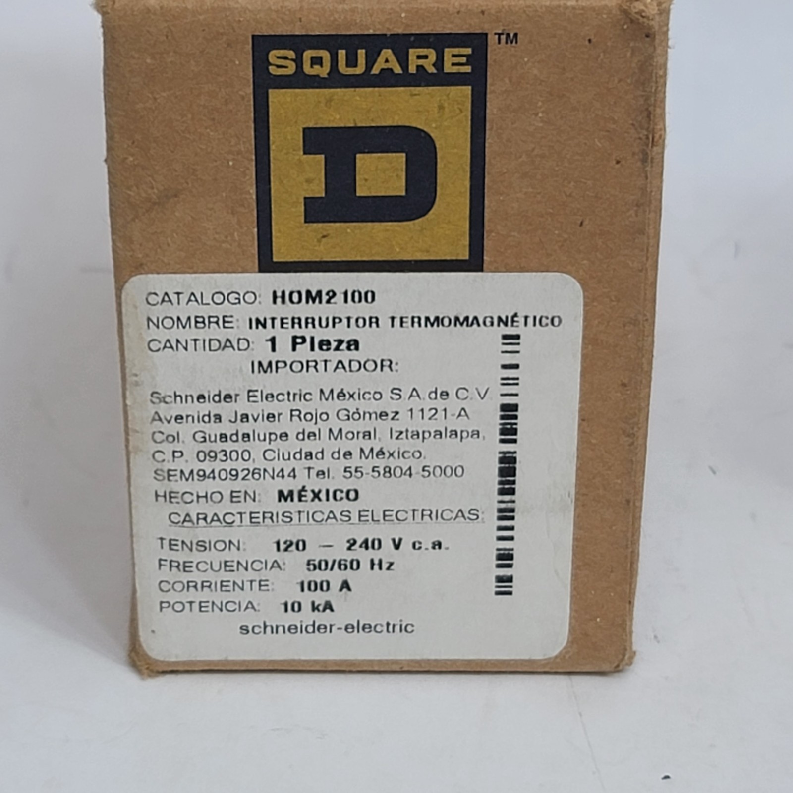 HOM2100 – Square D Homeline – Circuit Breaker Plug-In – 100 Amp – 2 Pole – 240 V