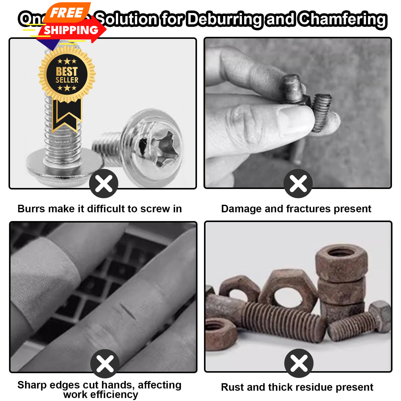 YUEARN Deburring External Chamfer Tool with Tungsten Carbide Blade, 1/8″-3/4″