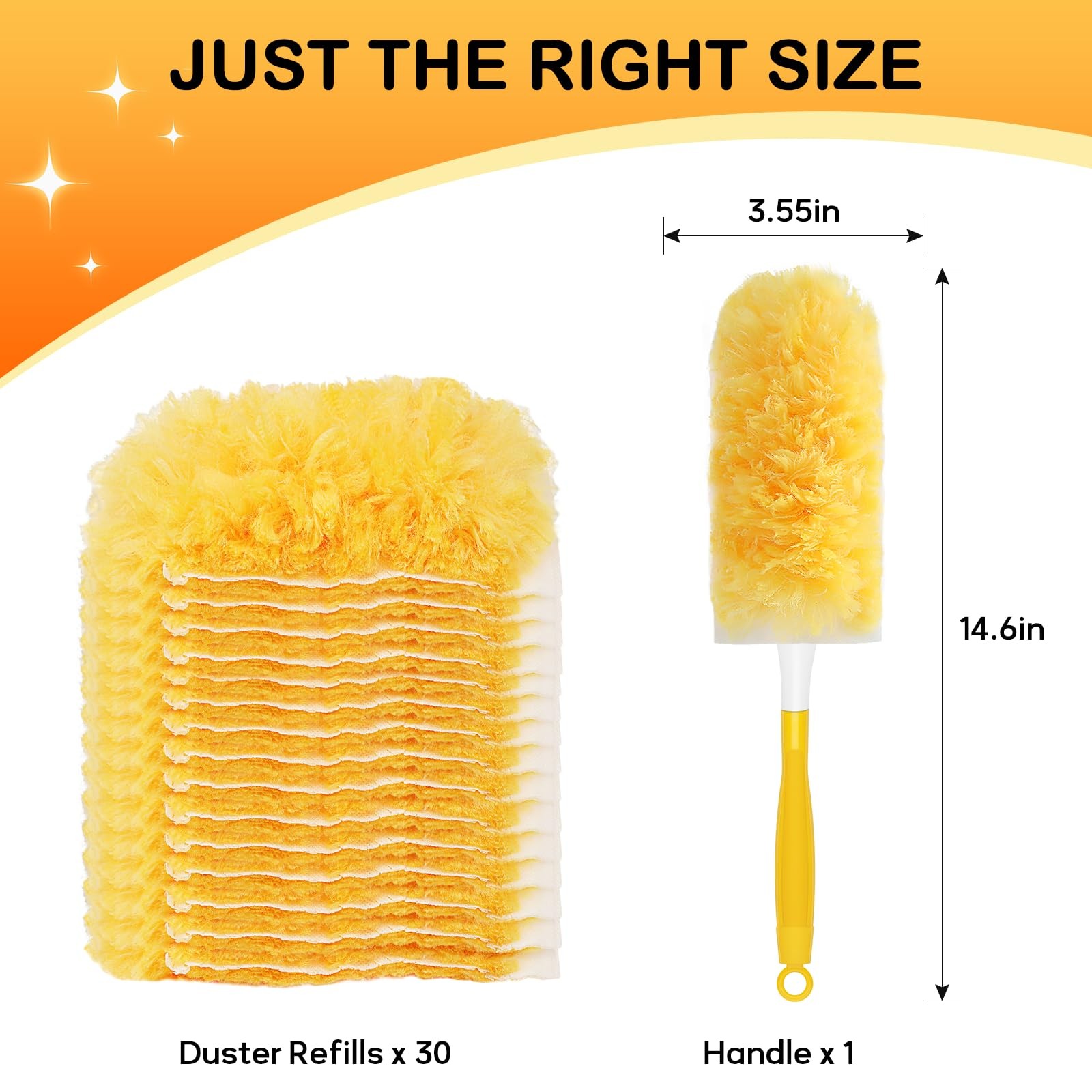 SetSail Heavy Duty Duster Refills for Swiffer with 1 Handle，30 Orange