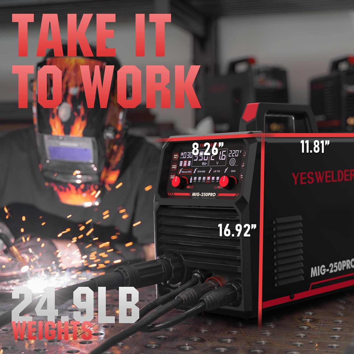 200A Welding Machine Inverter Portable Welder MIG MAG Gas Gasless/ARC/LIFT TIG