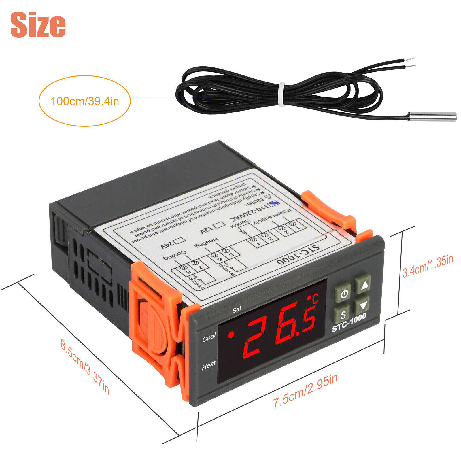 Digital Temperature Controller STC-1000 Thermostat w/ NTC Sensor AC 110V 220V