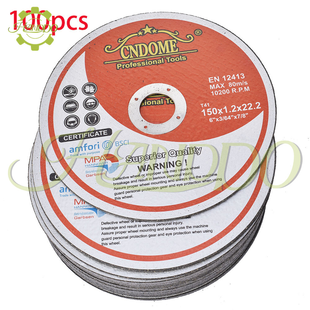 Pack 100 6″x.045″x7/8″ Cut-off Wheel – Metal & Stainless Steel Cutting Discs