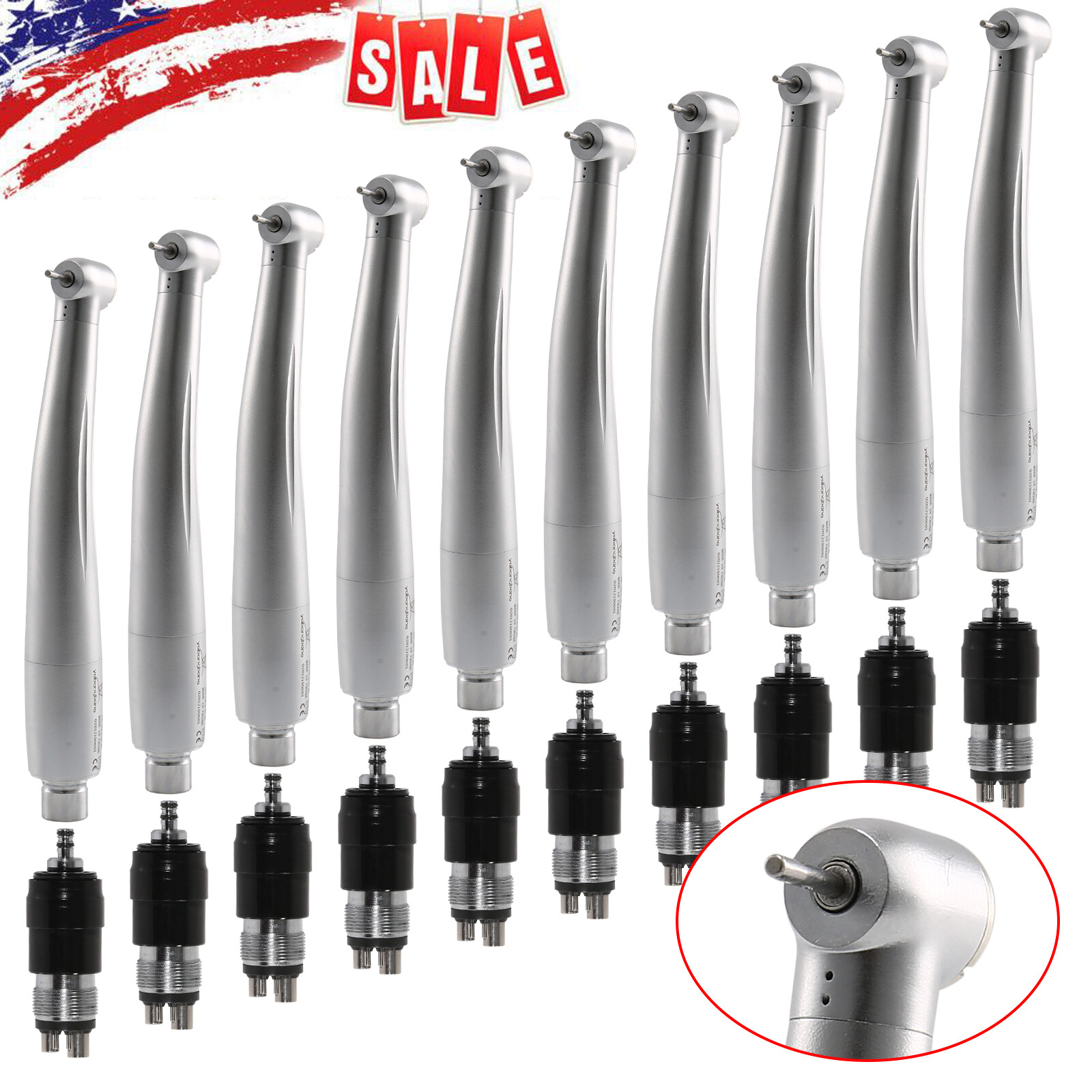 1-10*Dental High Speed Handpiece Standard Head / 4 Hole Coupler Fit NSK YBNK4 mx