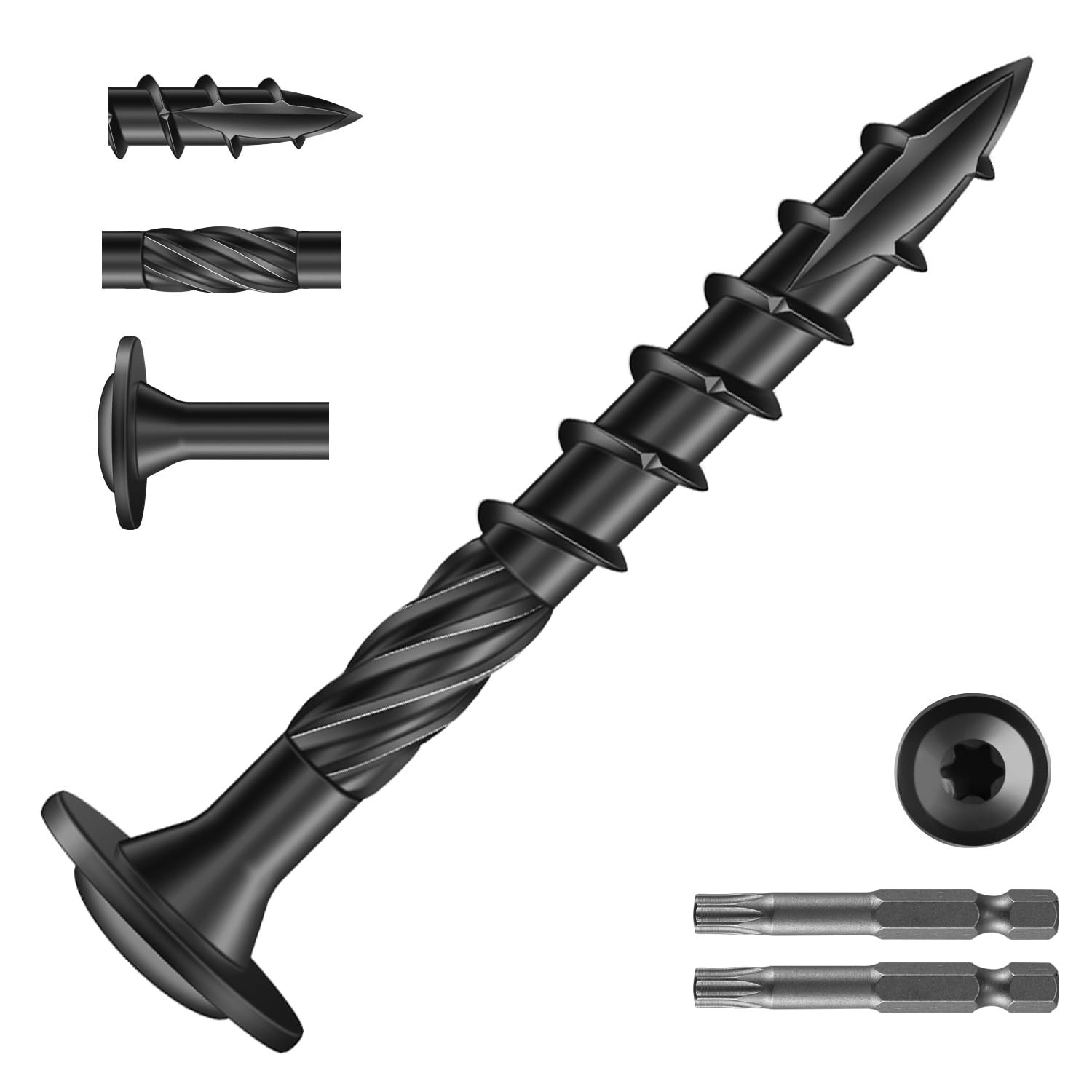 #14 X 5 Inch Lag Screws (57Pcs) 2Lb. Structural Wood Screw, Black, Carbon Steel