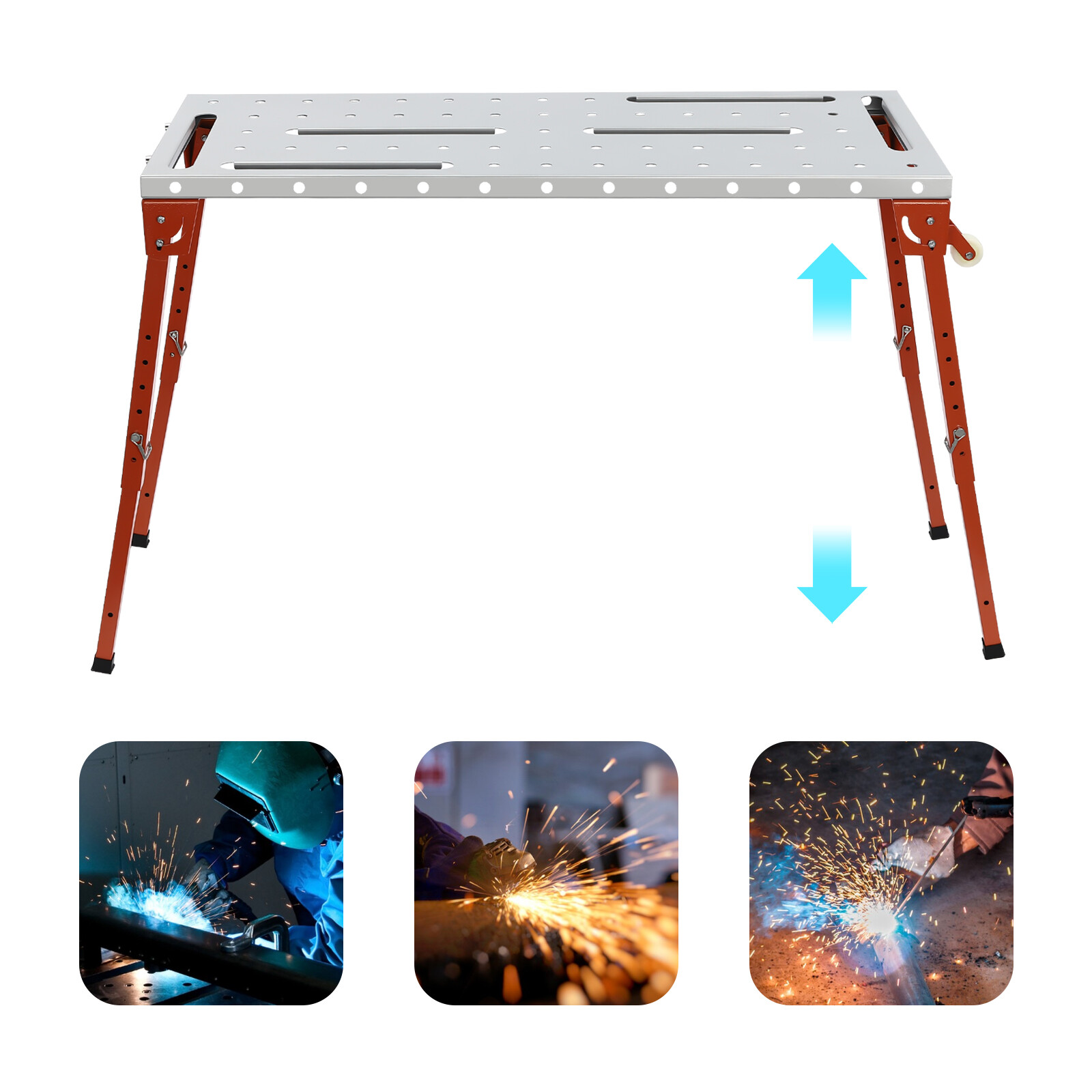 Welding Table 46″ x 18″ 1000LBS Folding Workbench Adjustable Height 13-21inch