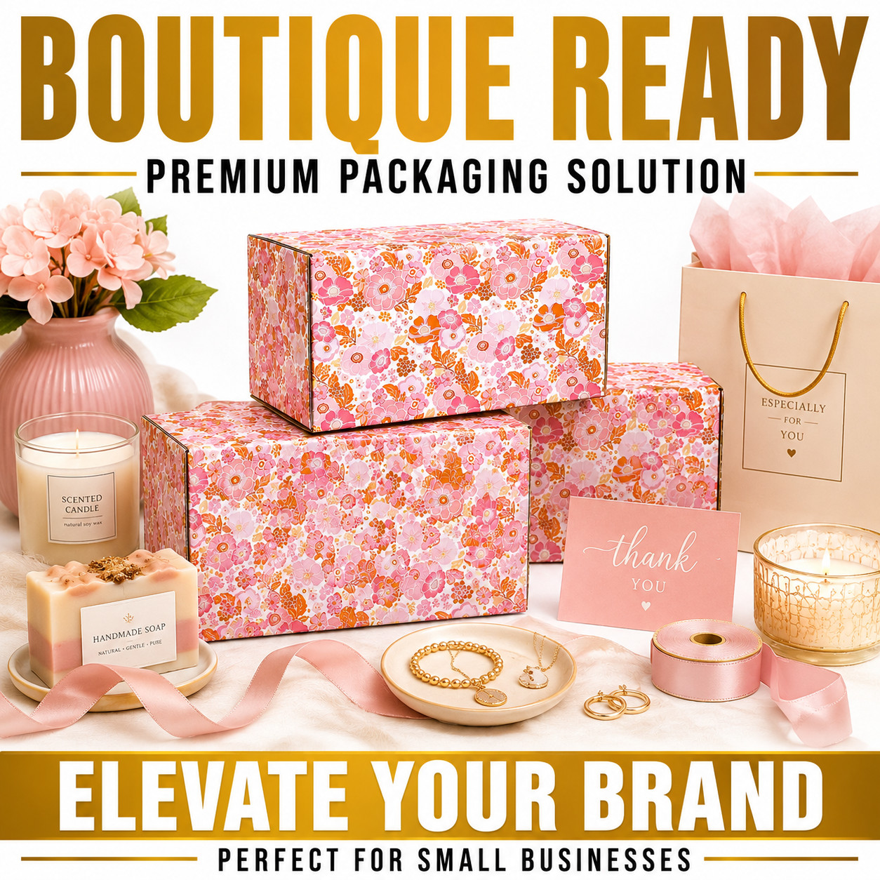 8x4x4 Fall Floral Shipping Boxes Designer Gift Mailer Packaging 32 ECT