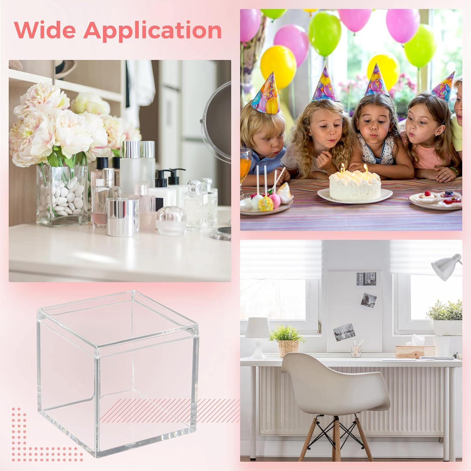 40 Pcs Acrylic Boxes – Clear Small Square Display Boxes, 2.2 X 2.2 X 2.2 In, wit