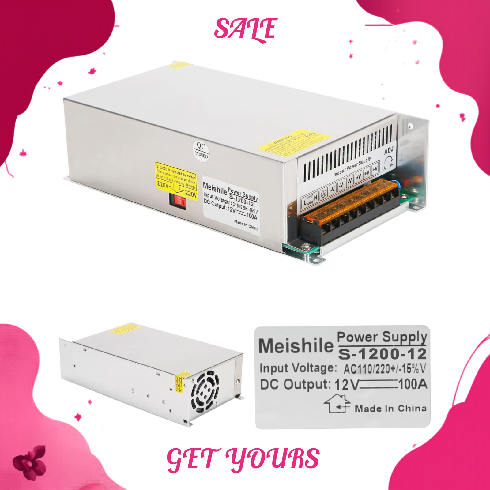 12V 100A 1200W DC Switching Power Supply AC/DC 110V/220V Industrial PSU