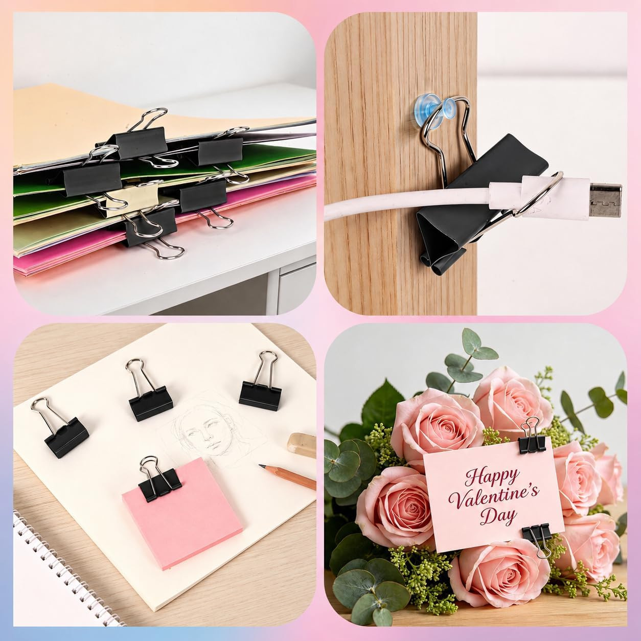 180Pcs Colorful Binder Clips Assorted Size, Metal Paper Clips for Daily Use | Cl
