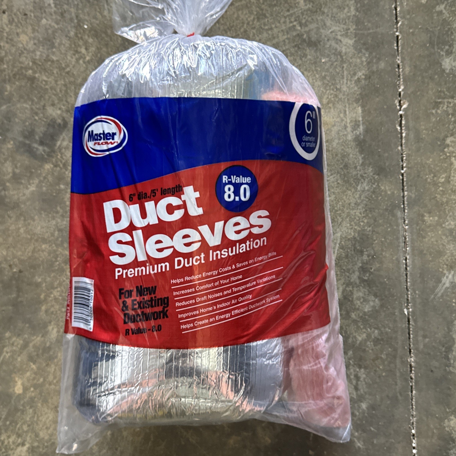 Master Flow 6 in. Dia R-8 Ductwork Insulation Sleeve – INSLV6R8 – Free Shipping