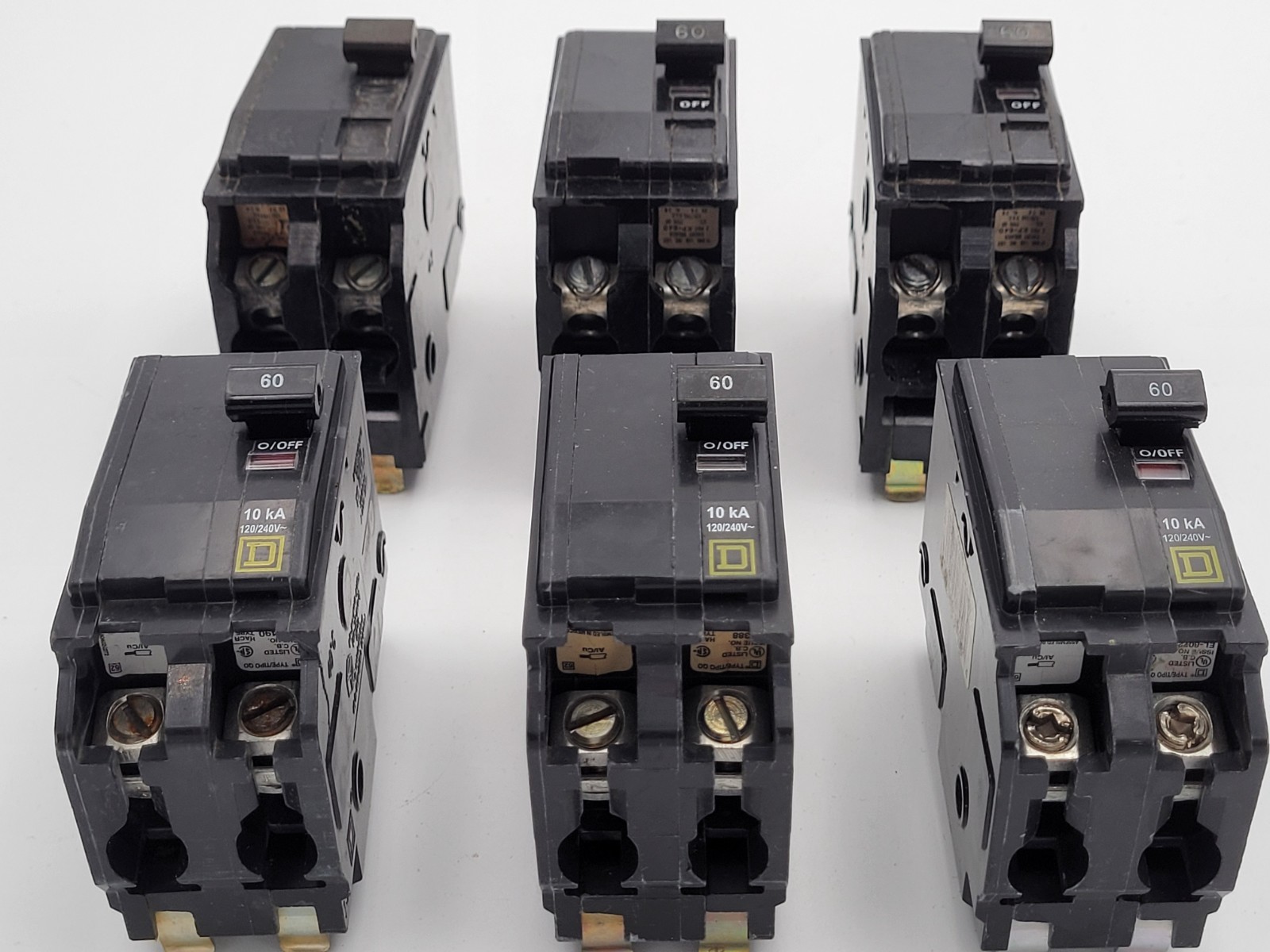 Square D QO260 60 A 2-Pole Plug-On 120/240V Circuit Breaker Type QO USED