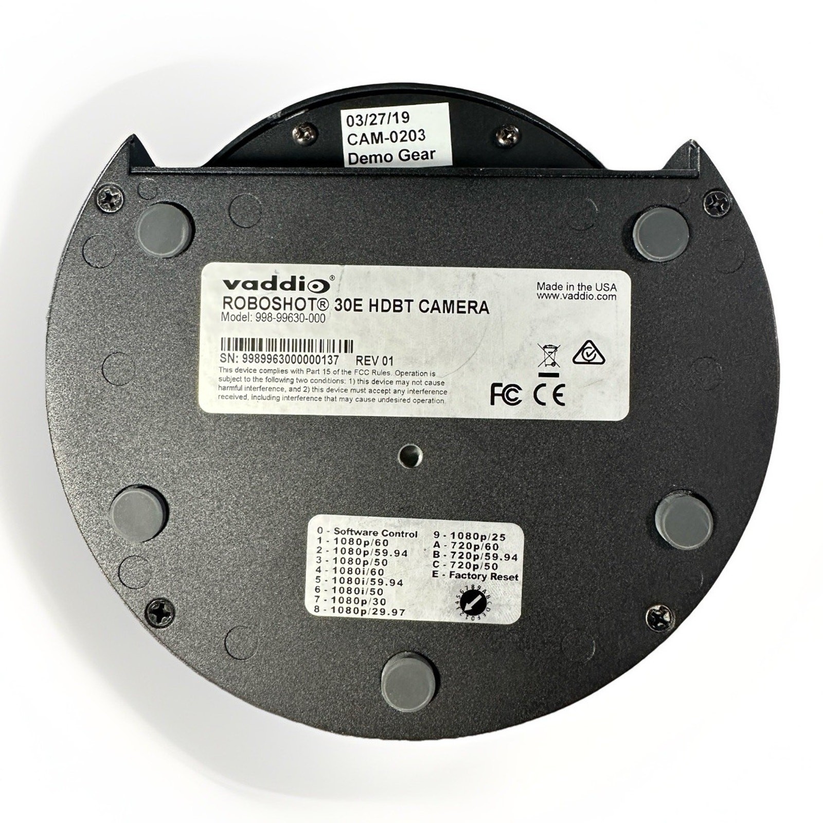 Vaddio RoboSHOT 30E HDBT PTZ Camera w/ Hard Case AV Demo Equipment