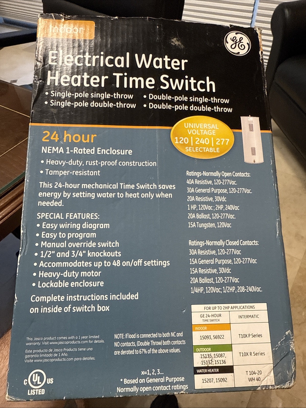 GE 15146 24-Hour Heavy-Duty Electrical Indoor Water Heater Time Switch Timer