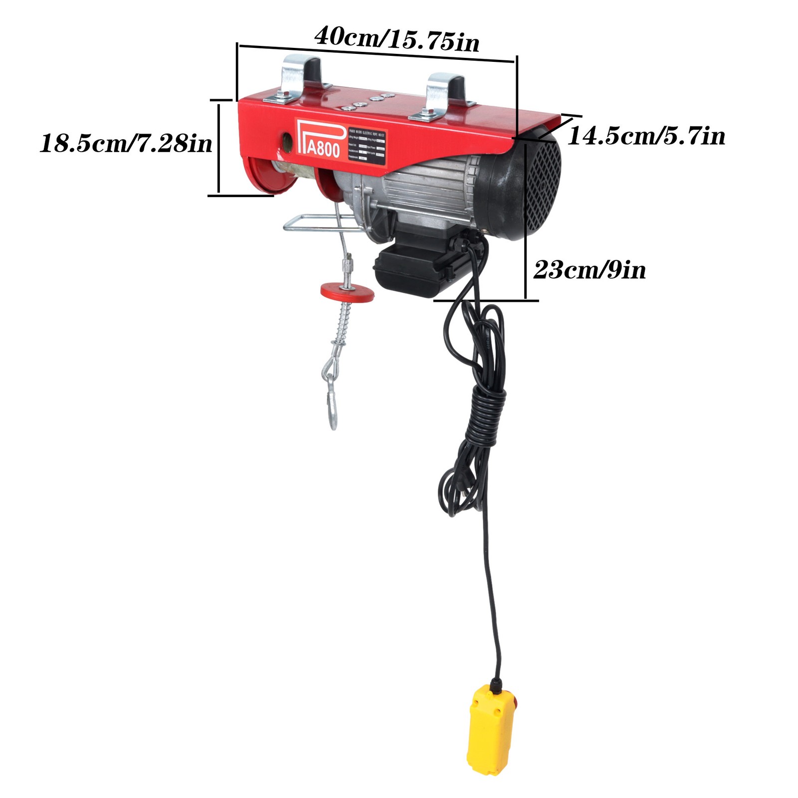 Electric Hoist 1760lbs Winch Crane 1350W Overhead Lift with Wired Remote Control