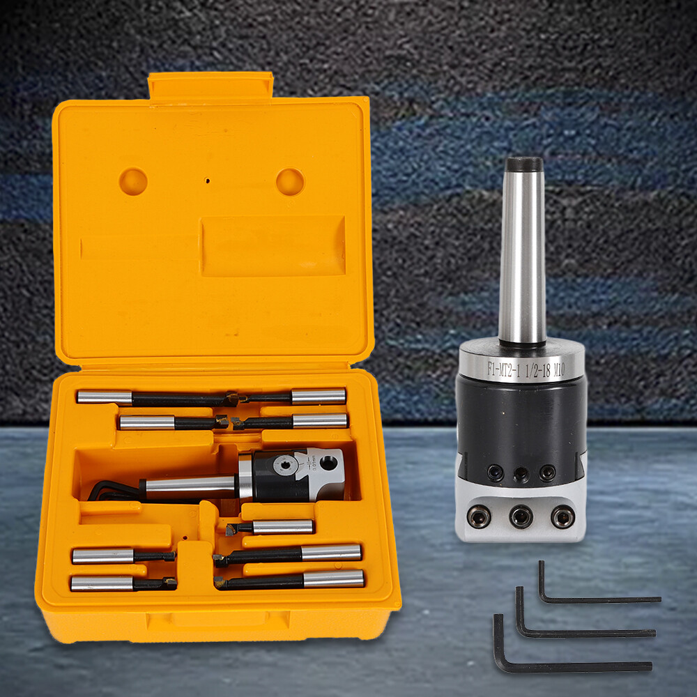 MT2-F1-9pcs Boring Head 1/2″ Carbide Boring Bar Full Set Milling NEW