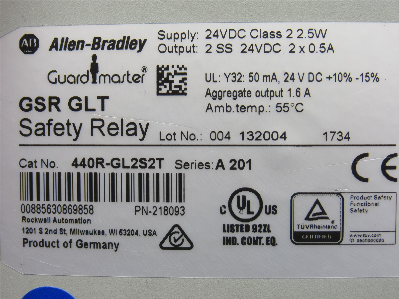 Allen-Bradley GuardMaster 440R-GL2S2T GSR GLT Safety Relay