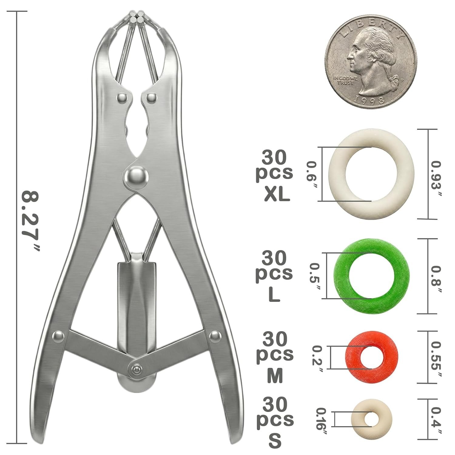 Goat Banding Kit, Livestock Castration Bander with Stainless Steel Expander Plie