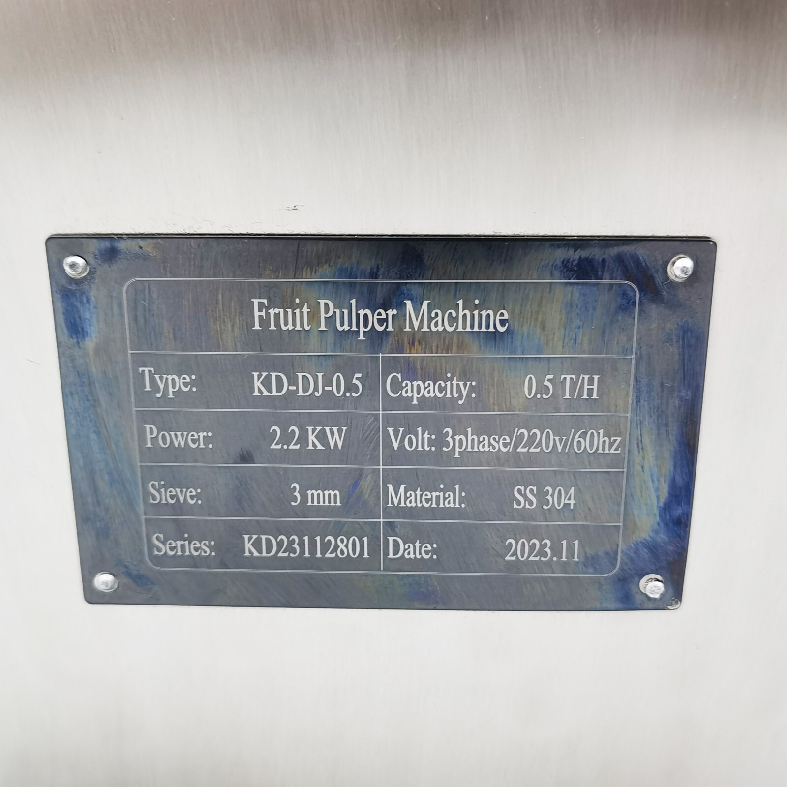 220V 3PH 2.2KW Automatic Spiral Fruit＆Vegetable Crushing Beating Machine 0.5T/H